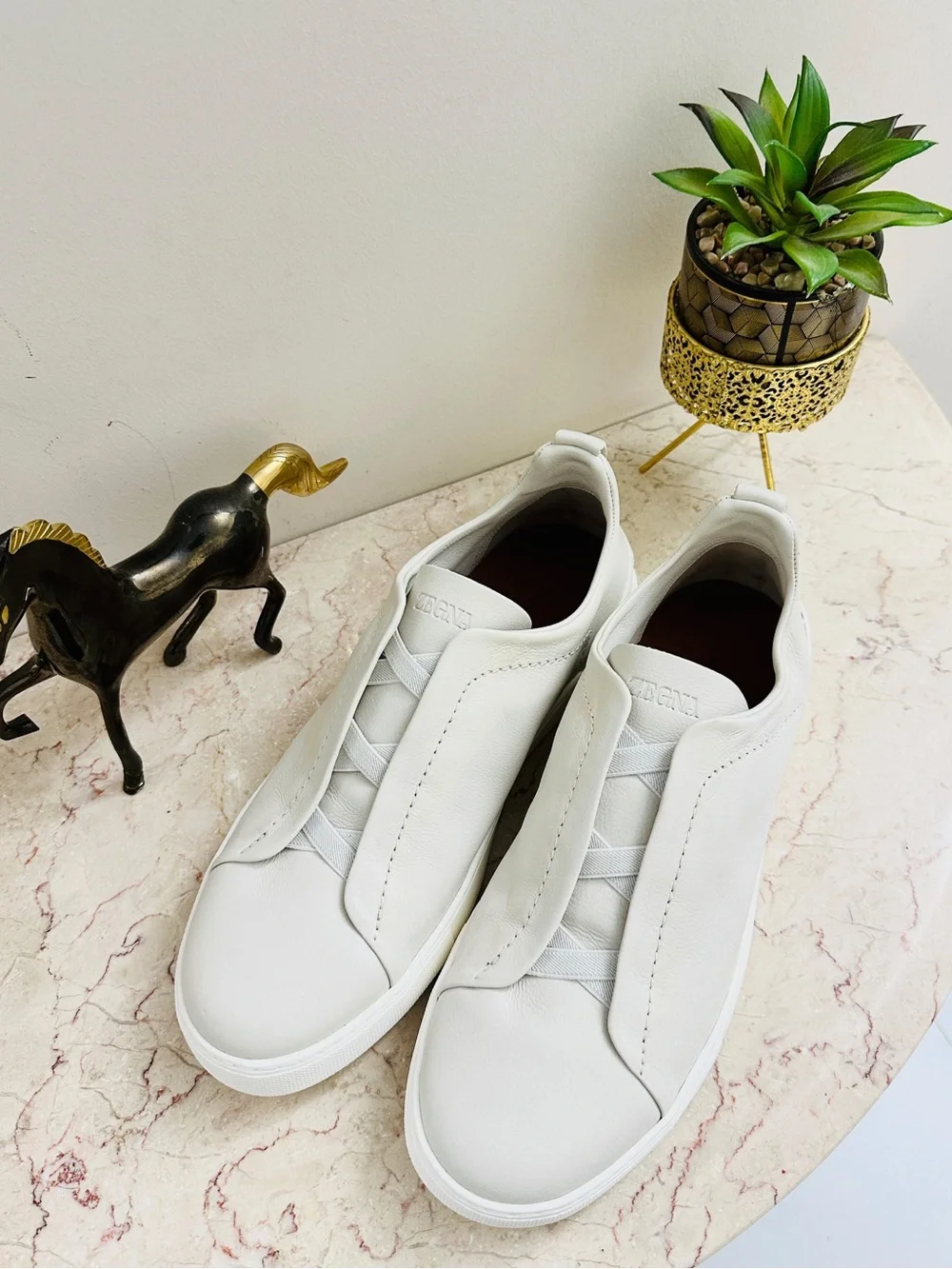 Men's White Slip-On Athletic Sneakers